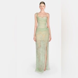Elegant Green Tulle Lace Dress replica of designer